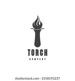 Torch fire logo icon hipster vector design template