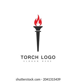 torch fire logo vector icon