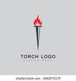 Torch fire logo vector icon