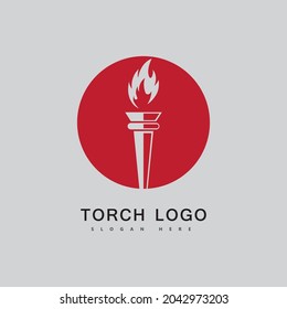 Torch fire logo vector icon