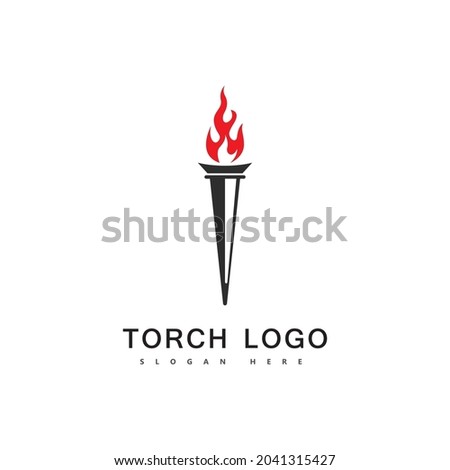 torch fire logo vector icon