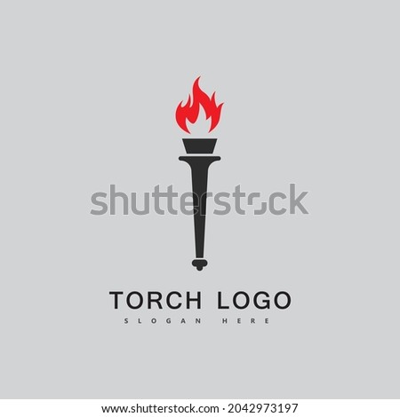 Torch fire logo vector icon