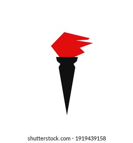 Torch with fire modern logo icon sign