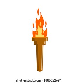 Torch with fire. Olympic flame. The concept of light and knowledge. Flat cartoon illustration. Greek Symbol of sports competitions