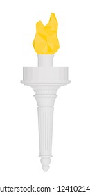 Torch with fire. Polygonal fire with a torch. Vector illustration.