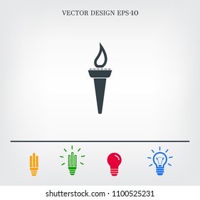 Torch with fire vector icon.