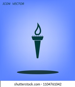 Torch with fire vector icon.