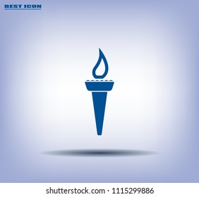 Torch with fire vector icon.