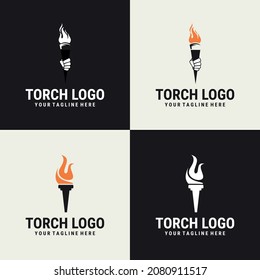 torch fire vector logo design. creative torch design vector illustration