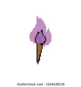 torch flame 8 bits pixelated style icon vector illustration design