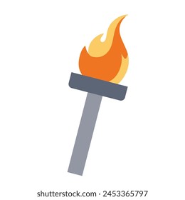 Torch with flame in flat style. Hand drawn vector art. 