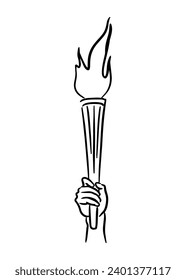 A torch with a flame in the athlete’s hand. Olympic games symbol vector illustration.