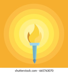 Torch Flame Icon Flat Minimal Style Vector Illustration
