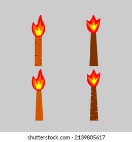 Torch flame icon flat style isolated in grey background vector illustration