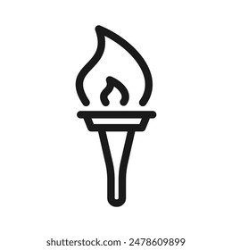 Torch flame icon flat style isolated on blank background. Vector illustration
