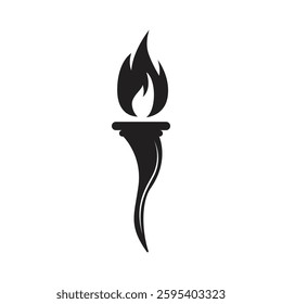 Torch flame icon flat style isolated on white background. Vector illustration