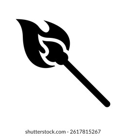 Torch flame icon flat style isolated on white background. Vector illustration. torch icon in italic style.