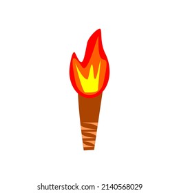 Torch flame icon illustration vector flatdesign wood torch 
