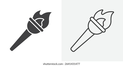 Torch flame icon Line graphics illustration