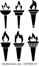 Torch Flame Icon On White Background. Torch Logo. The Symbol Of Victory Sign. Fire Torch Symbol. Flat Style. 