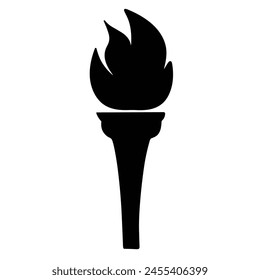 Fackelflammensymbol Silhouette. Handgezeichnete Vektorgrafik.
