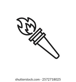 Torch flame icon Simple thin outline