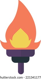 Torch flame illustration in minimal style isolated on background
