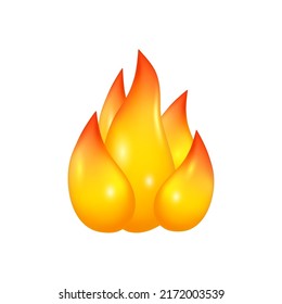 Torch flame, isolated burning bonfire or campfire realistic icon. Vector illustration of magic flame, flammable object symbol, flaming inferno, blazing flare of matchstick