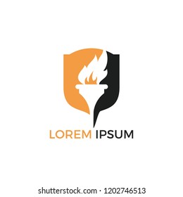 Torch flame logo design. Torch with a burning flame vector.