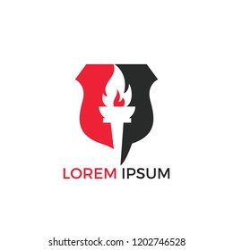 Torch flame logo design. Torch with a burning flame vector.