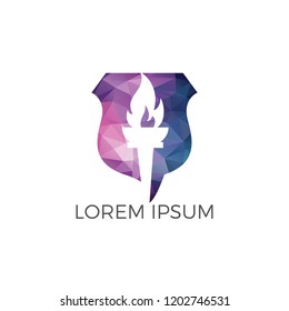 Torch flame logo design. Torch with a burning flame vector.