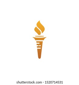 Torch flame logo design template on white background, wooden burning icon vector