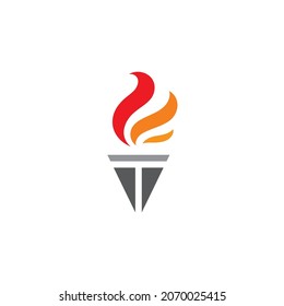 Torch flame logo icon  vector template