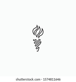 torch flame logo vector concept with outline styles