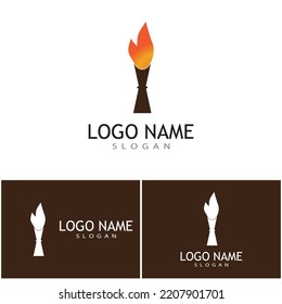  Torch with flame logo vector illustration design