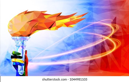 Torch, Flame. Olympic games, Olympic games, The 2026 Winter Olympics.  Milan 2026.  football olympic world championship cup background soccer. Vector illustration.