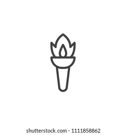 Torch flame outline icon. linear style sign for mobile concept and web design. Fire flaming simple line vector icon. Symbol, logo illustration. Pixel perfect vector graphics