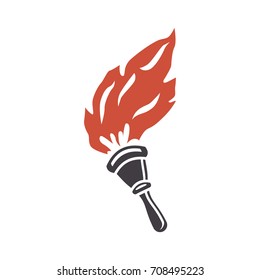 The torch and flame. Vector color icon.
