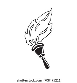 The torch and flame. Vector icon. Monochrome.