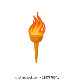 Torch with flame vector Illustration on a white background