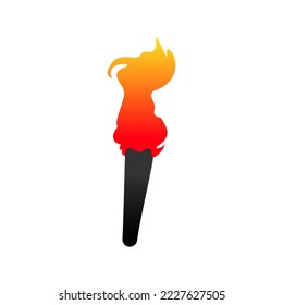 Torch flame vector logo illustration. Bright fire flame and spark icon design isolated on white background.