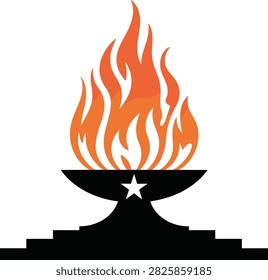 Torch flames burning bright on anvil base star prominent symbol progress liberty inspiration fire.