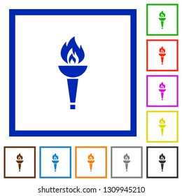 Torch flat color icons in square frames on white background