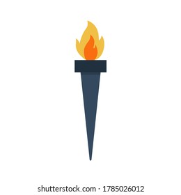 Torch flat, flame icon, vector illustration isolated on white background