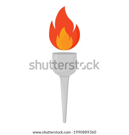 Torch flat vector icon. Flambeau sign. Cresset vector illustration.Vector illustration isolated on white background.Eps 10.