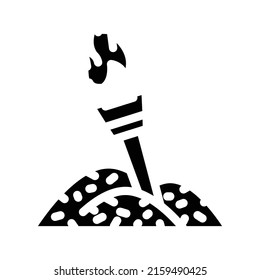 torch in gold pile glyph icon vector. torch in gold pile sign. isolated contour symbol black illustration