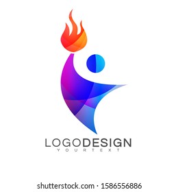 torch gradient logo vector design color full