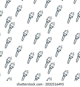 torch hallooween witch simple vector seamless pattern outline decorative