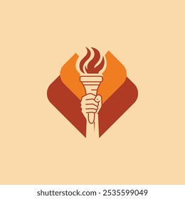 Torch with hand flame fire icon vector