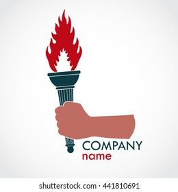 torch in hand logo / vector illustration